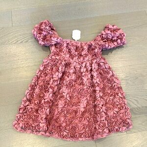 Off the shoulder rose detail mini dress